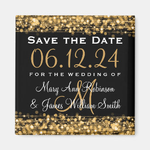 Elegantes Save the Date Party Glitzern Gold Magnet