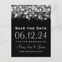 Elegantes Save the Date Party Glitzern Silver