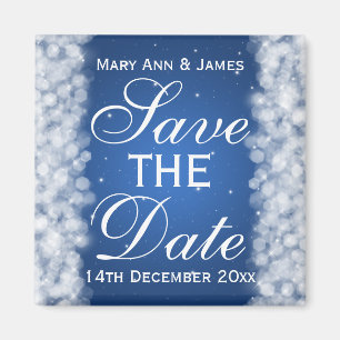 Elegantes Save the Date Party Sparkle Blue Magnet