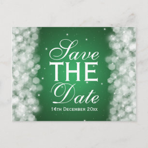 Elegantes Save the Date Party Sparkle Emerald Gree Ankündigungspostkarte