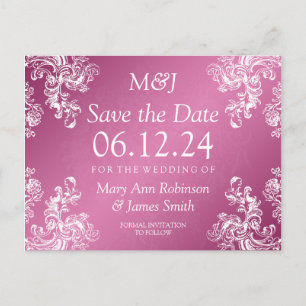 Elegantes Save the Date Vintages Rosa des Ankündigungspostkarte