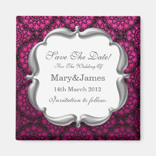 Elegantes Save the Date Wedding Mod-Spitze-Rosa Magnet