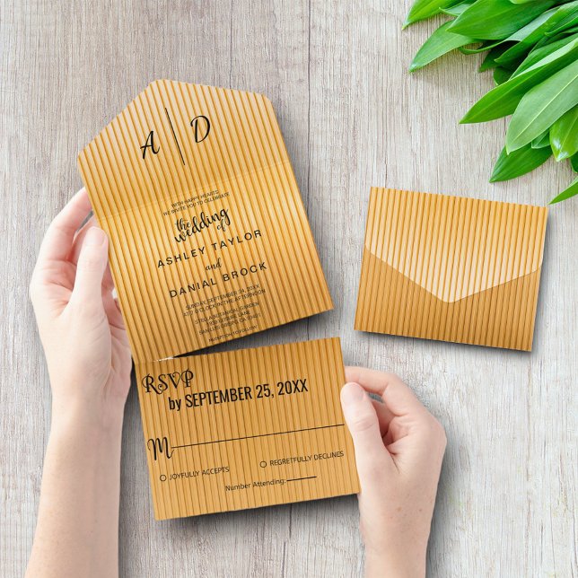 Elegantes schicke Gold in einer Hochzeit All In One Einladung (Von Creator hochgeladen)