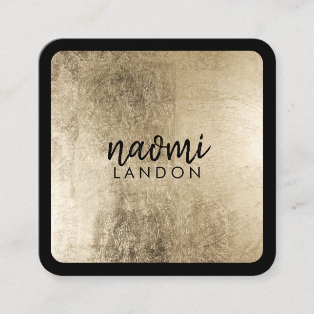 Elegantes schicke Gold, modernes, quadratisches Sc Quadratische Visitenkarte (Vorderseite)