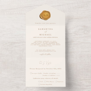 Elegantes schicke Gold Wax Siegel Minimalistisch H All In One Einladung