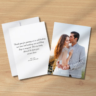 elegantes, schicke handwriting skriptum Hochzeit F Dankeskarte