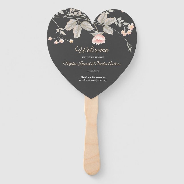 Elegantes, schicke Hochzeitsprogramm für Flora und Fächer (Vorderseite)