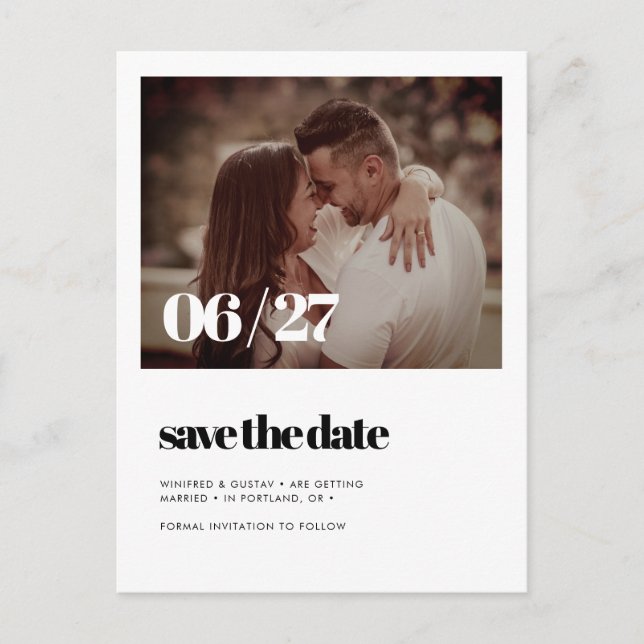 Elegantes schicke Save the Date Foto Postkarte (Vorderseite)