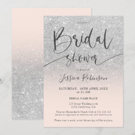 Elegantes, schicke Silber-Glitzer-Script-Brautpart Einladung