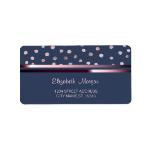 Elegantes schicker Blau, Streifen, Confetti-Hochze Adressaufkleber