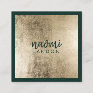 Elegantes schicker Gold und dunkelgrüner moderner Quadratische Visitenkarte