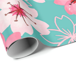 Elegantes schickes Blumenkirschblütenmuster Geschenkpapier