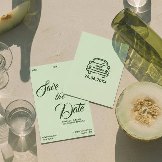 Elegantes, schickes, cremig-sagegrünes Old-Money-H Save The Date