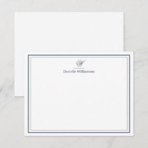Elegantes Schiefergrau-Monogramm mit doppeltem Ran Mitteilungskarte