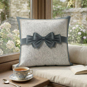 Elegantes Schiefergraues Modernes Bandmotiv Dekora Kissen
