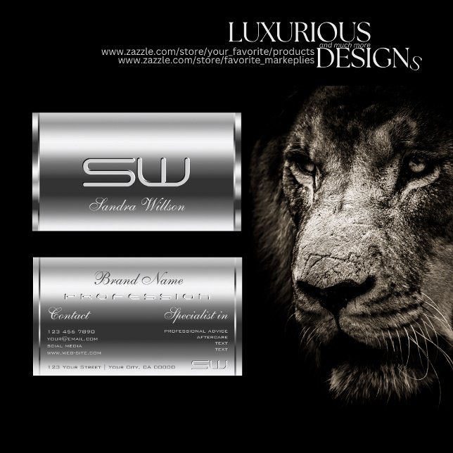 Elegantes, schimmliges Silber und großes 3D Monogr Visitenkarte (Von Creator hochgeladen)