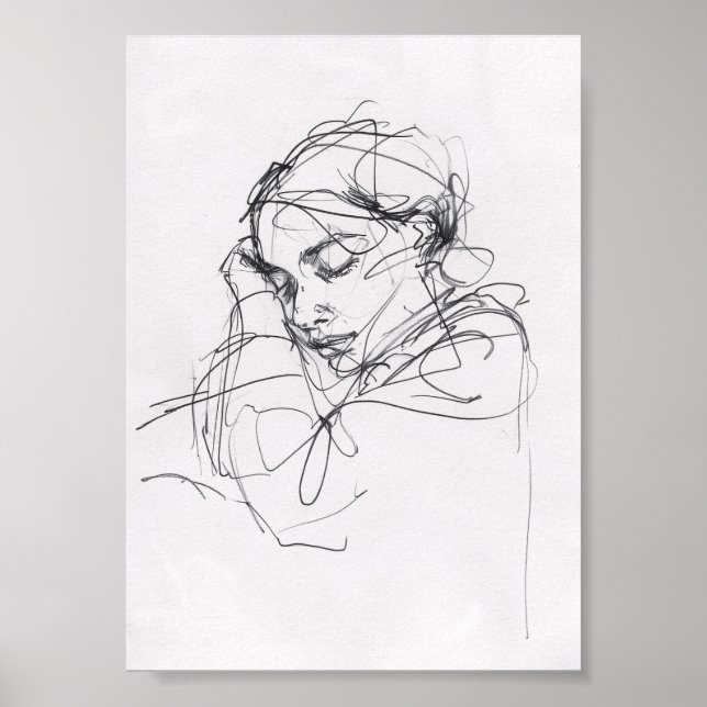 Elegantes Schlafweibliches Portrait - Premium Poster (Vorne)