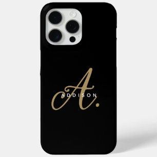 Elegantes Schlichtes Black-Gold-Script-Monogramm Case-Mate iPhone Hülle