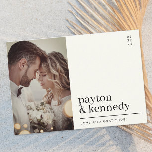 Elegantes, schlichtes Foto in Weiß und Schwarz Dankeskarte