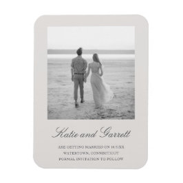 Elegantes schlichtes graues Foto Save the Date Magnet