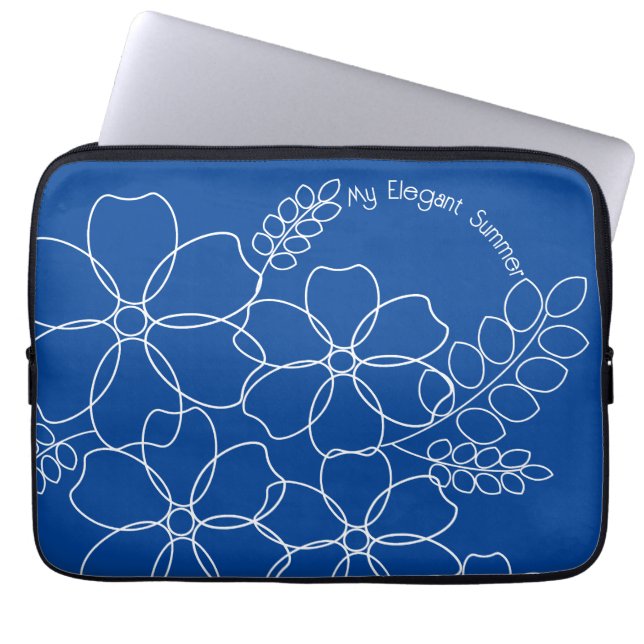 Elegantes, schlichtes Muster der Blume im Sommer Laptopschutzhülle (Vorderseite)