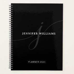 Elegantes Schlichtes Schwarz-weißes Silver Script Planer