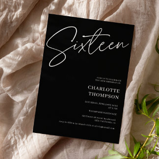 Elegantes, schlichtes, weißes Foto Sweet 16 Einladung