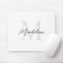 Elegantes Schlichtes White Script Monogram Mousepad