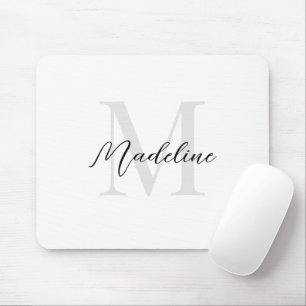 Elegantes Schlichtes White Script Monogram Mousepad