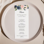 Elegantes schlichtes Winter Floral Calligraphy Din Menükarte<br><div class="desc">Diese elegante,  einfache Winter-Blumenkalligraphie-Dinner-Karte ist perfekt für eine moderne Hochzeit. Das Design ist in dunkelblau,  blau,  blau,  navy,  rosa,  rot,  goldgelb und grün,  Blume gehalten und in eleganten Bouquets untergebracht. Dieses Menü kann für Hochzeitsempfang,  Probe Dinner,  Brautparty oder jede Veranstaltung verwendet werden.</div>