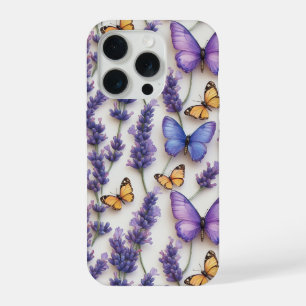 Elegantes Schmetterlingdesign und Lavenderdesign iPhone 15 Pro Hülle