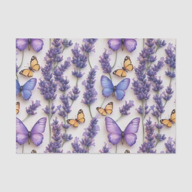 Elegantes Schmetterlingdesign und Lavenderdesign Seidenpapier (Vorderseite)