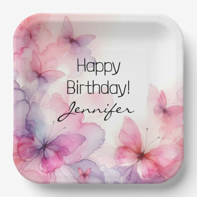 Elegantes Schmetterlingpapier Pappteller (Vorderseite)