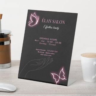 Elegantes Schmetterlings-Glow-Chic-Schönheitssalon Sockelschild