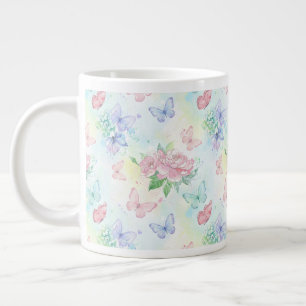 Elegantes Schmetterlings- Seamless-Print Jumbo-Tasse