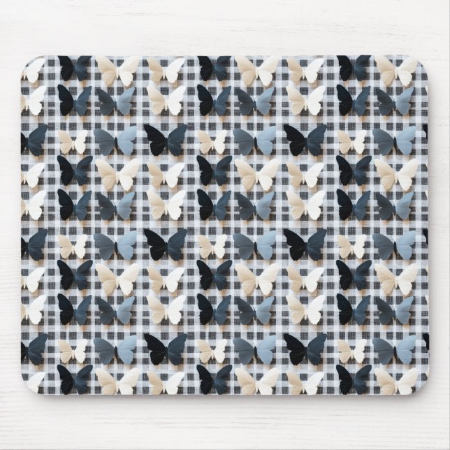Elegantes Schmetterlingsgitter-Muster Mousepad (Vorne)