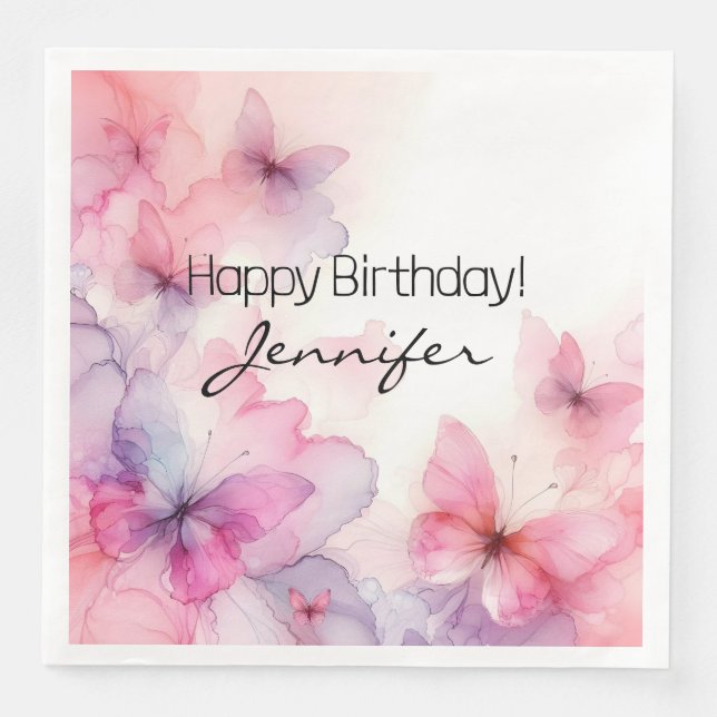 Elegantes Schmetterlingspapier Napkin Serviette (Vorderseite)