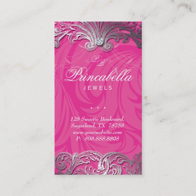Elegantes Schmuckstück Business Card Blätter Rosa  Visitenkarte (Vorderseite)