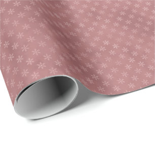 Elegantes Schmutziges Rosafarbenes Schneeflocken-W Geschenkpapier