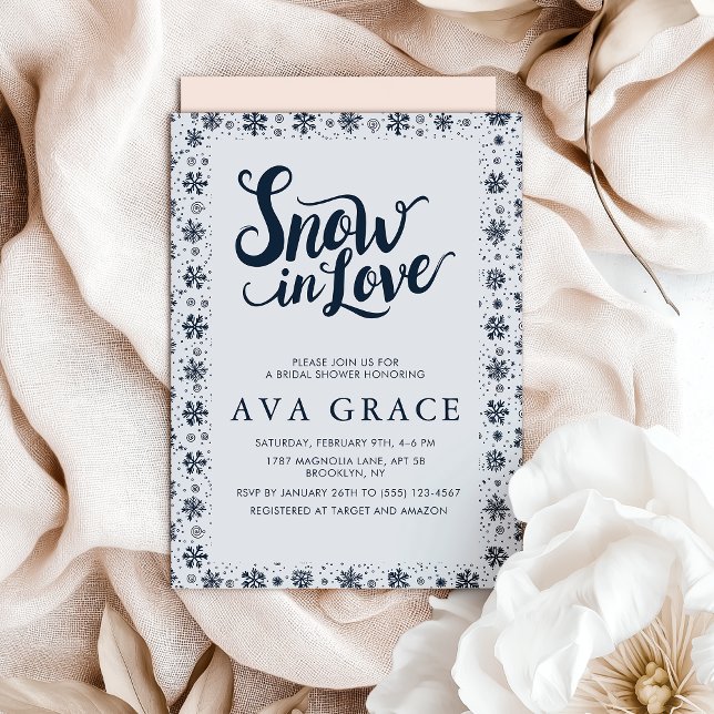 Elegantes Schnee in Liebe Winter Brautparty Einladung (Von Creator hochgeladen)