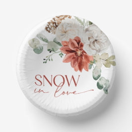 Elegantes Schnee in Liebe Winter Rotes Brautparty Pappteller