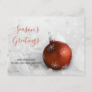 Elegantes Schnee-Orangen-Ornament Geschäft Feierta Feiertagspostkarte