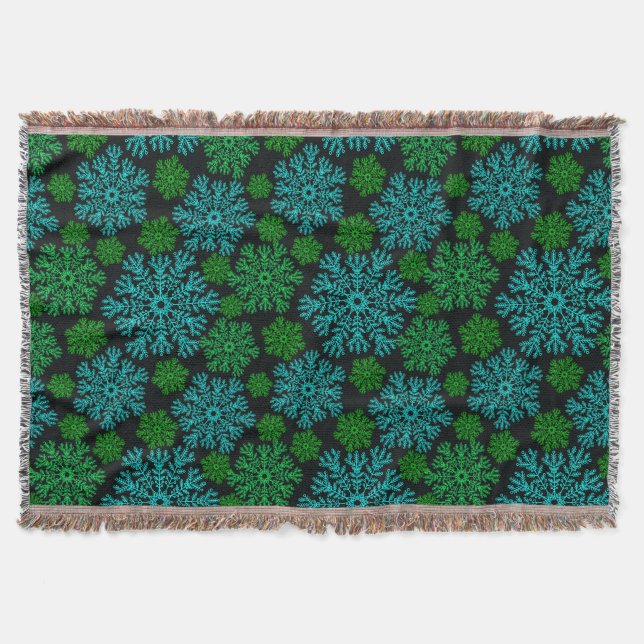 Elegantes Schneeflocken Wintermuster Decke (Vorderseite)