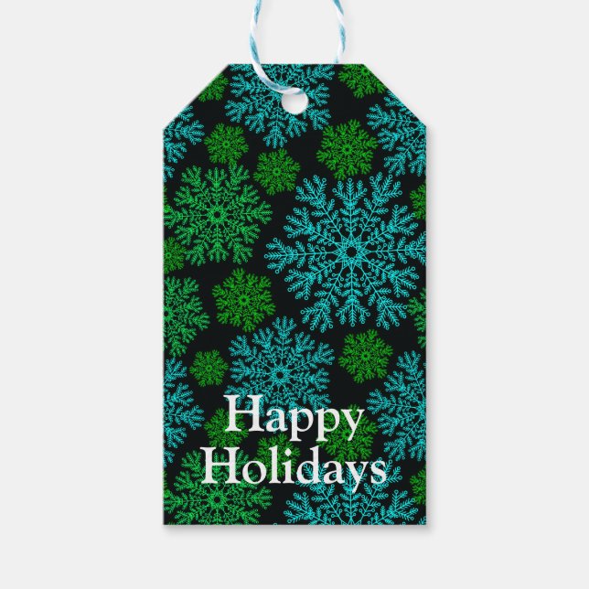 Elegantes Schneeflocken Wintermuster Geschenkanhänger (Vorderseite)