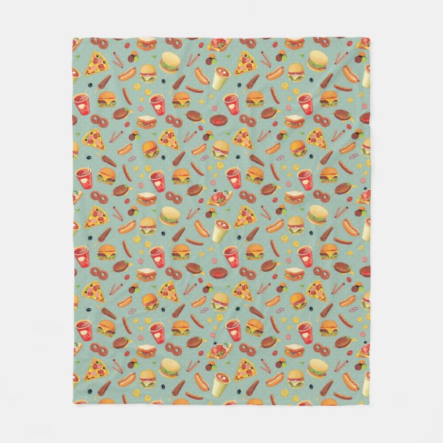 Elegantes Schnellimbiss-Muster Fleecedecke (Vorderseite)