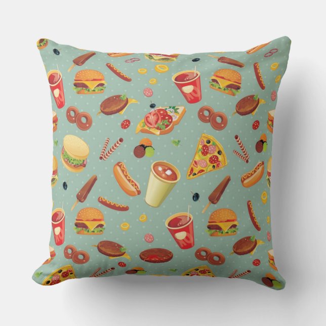 Elegantes Schnellimbiss-Muster Kissen (Vorderseite)