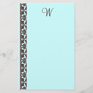 Elegantes Schokoladenbraun-Monogramm-Aquamarines G Briefpapier