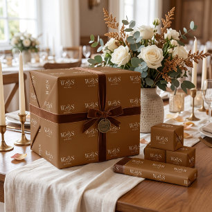 Elegantes, schokoladenbraunes Anfangsbuchstaben-Ho Geschenkpapier