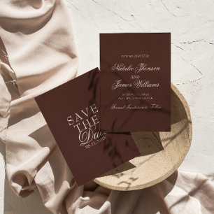 Elegantes, schokoladenbraunes, exklusives, altes G Save The Date