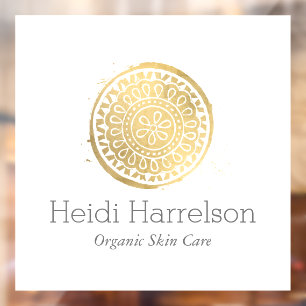 Elegantes Schönheits-Mandala-Logo Faux-Gold Fensteraufkleber